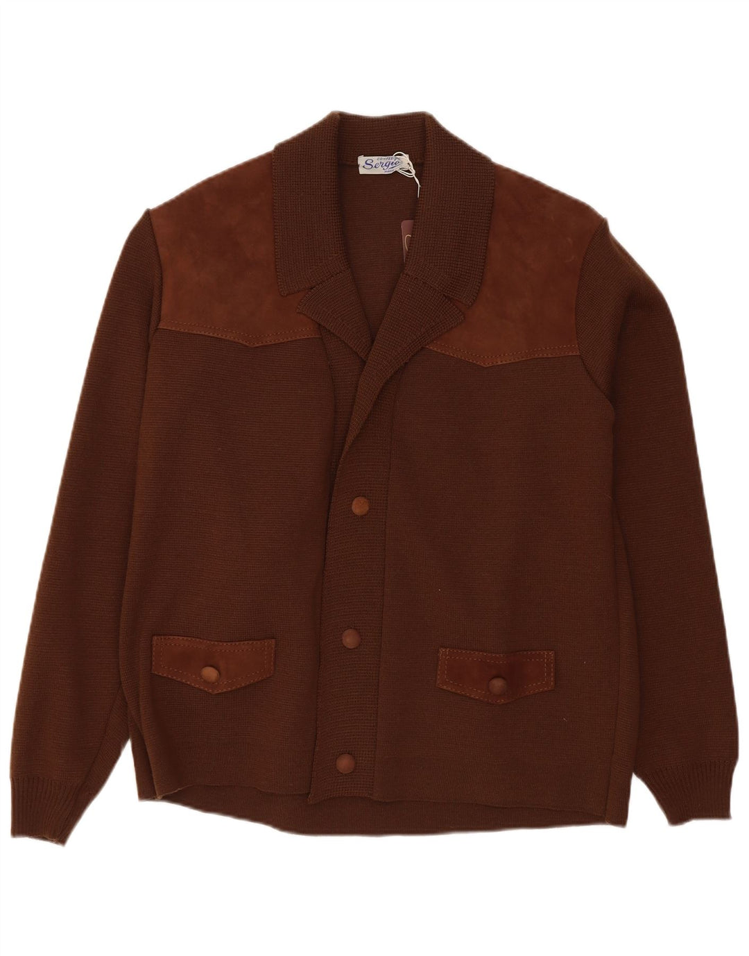 Vintage Mens Cardigan Sweater Small Brown