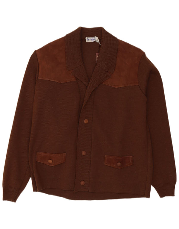 Vintage Mens Cardigan Sweater Small Brown