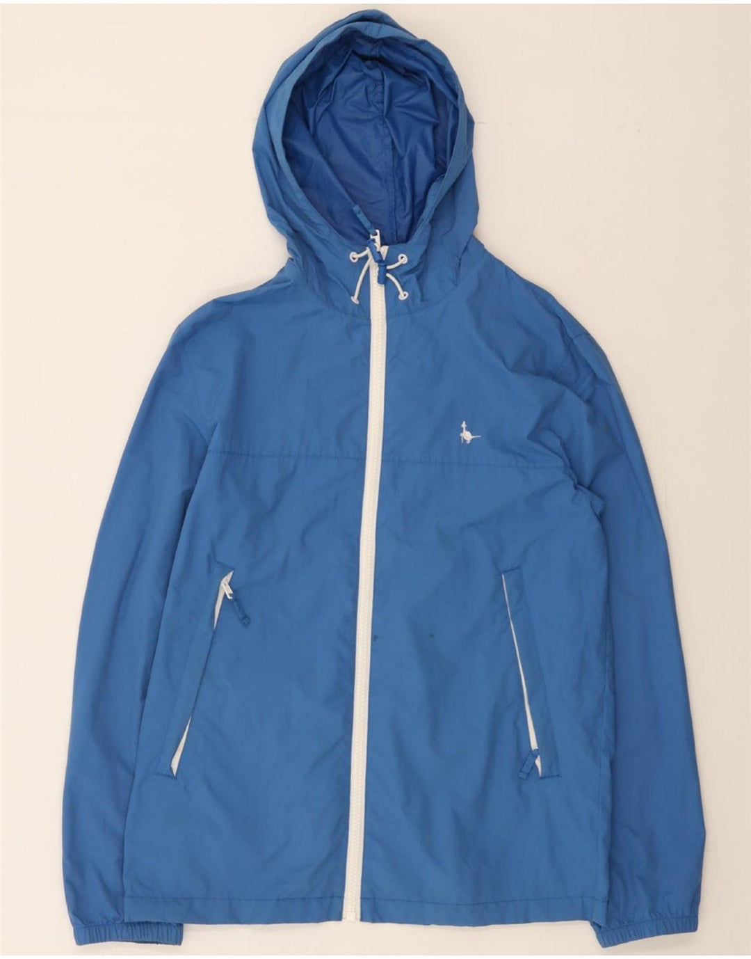 JACK WILLS Mens Hooded Rain Jacket UK 36 Small Blue Nylon Vintage Jack Wills and Second-Hand Jack Wills from Messina Hembry 