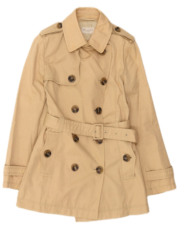 Massimo Dutti Womens Trench Coat UK 12 Medium Beige Viscose