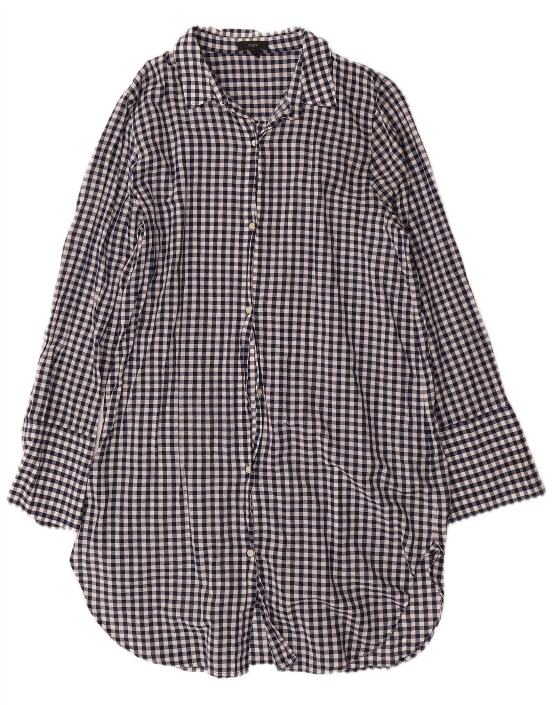 J. CREW Womens Shirt Dress UK 16 Large Navy Blue Gingham Cotton