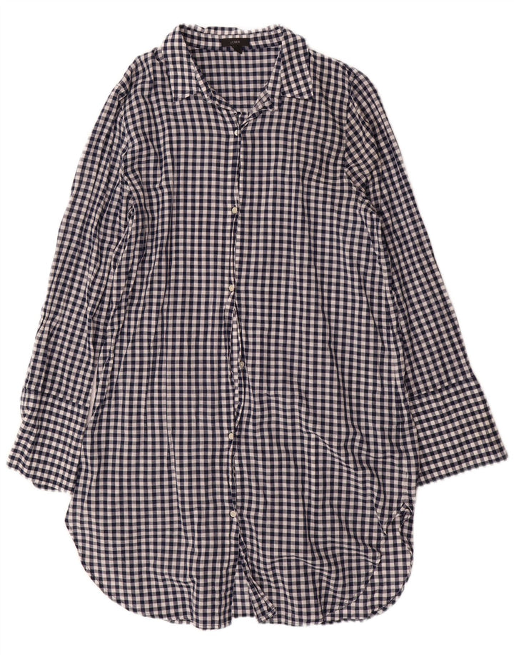 J. CREW Womens Shirt Dress UK 16 Large Navy Blue Gingham Cotton