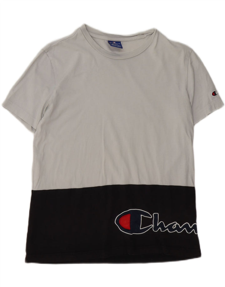 CHAMPION Mens Graphic T-Shirt Top Small Black Colourblock