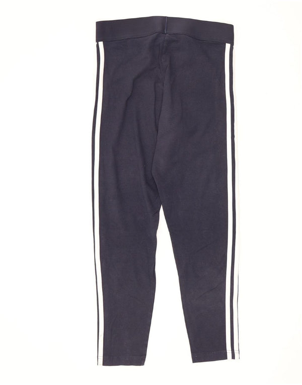 Adidas Womens Crop Leggings UK 12/14 Medium Navy Blue Cotton Sports