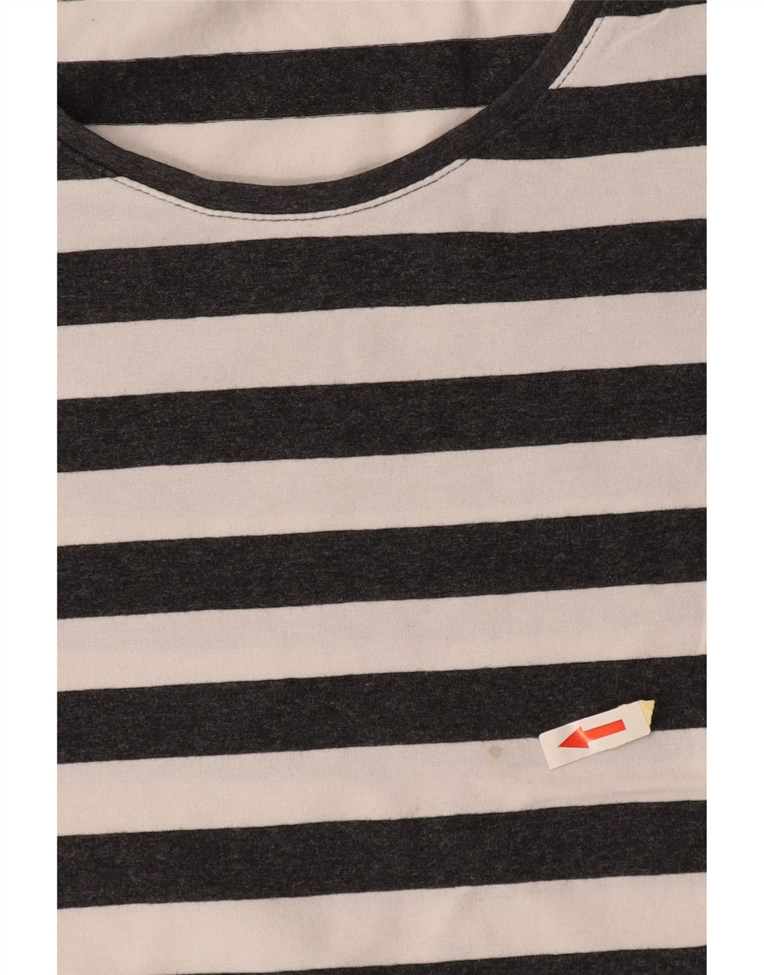 FRENCH CONNECTION Womens T-Shirt Top UK 12 Medium Grey Striped Cotton