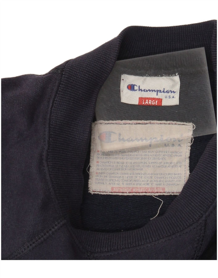 Champion Mens Graphic Sweatshirt Jumper Large Navy Blue