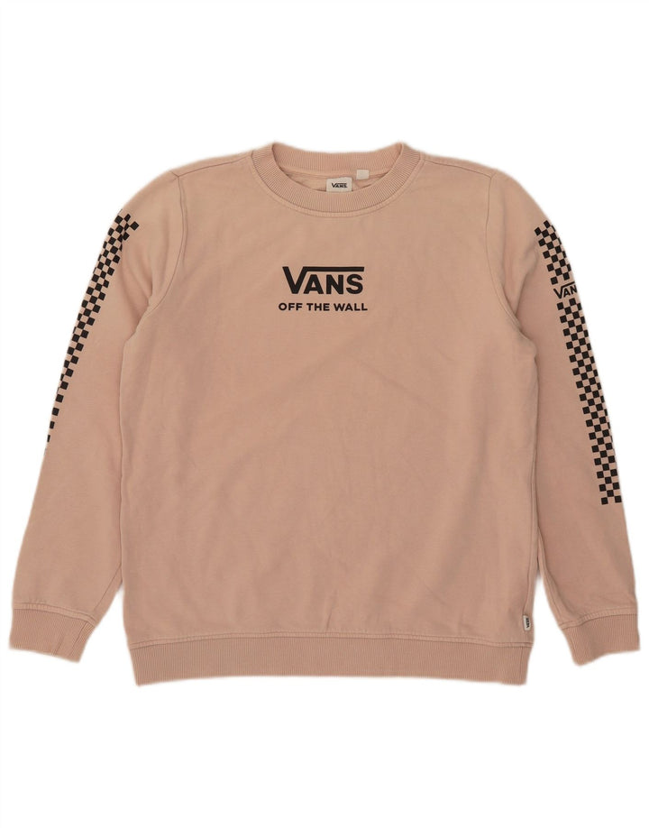 Vans Womens Graphic Oversized Sweatshirt Jumper UK 10 Small Pink