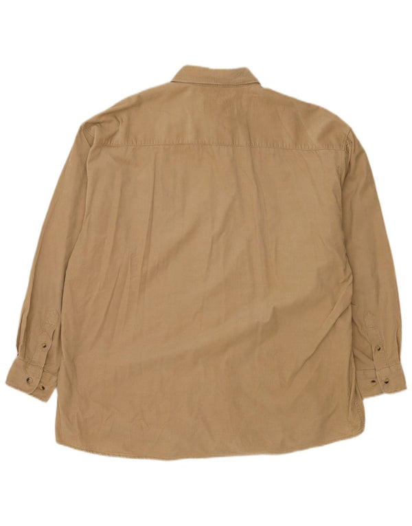 Vintage Mens Corduroy Shirt 2XL Beige Cotton
