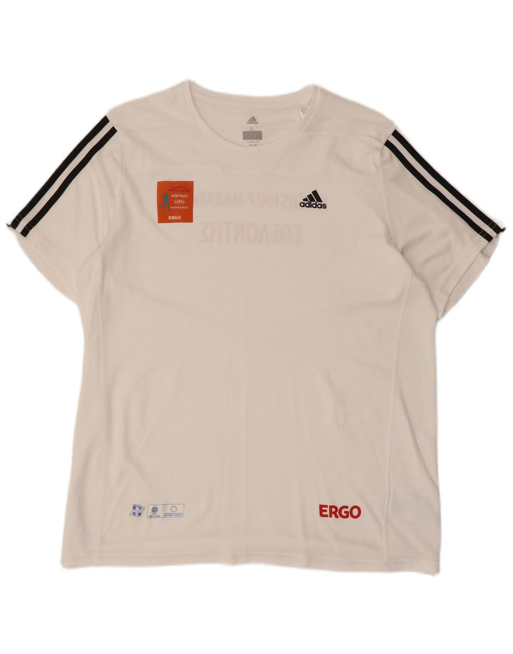 ADIDAS Mens Climalite Graphic T-Shirt Top Large White Polyester