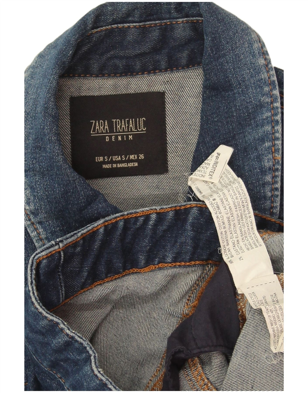 Zara Womens Crop Denim Jacket UK 10 Small Blue Cotton