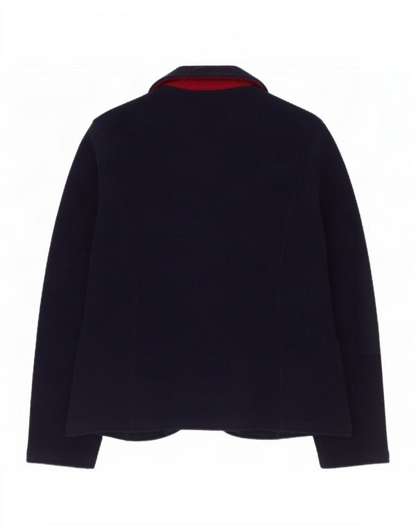 Laura Ashley Womens 3 Button Knit Blazer Jacket UK 12 Medium Navy Blue