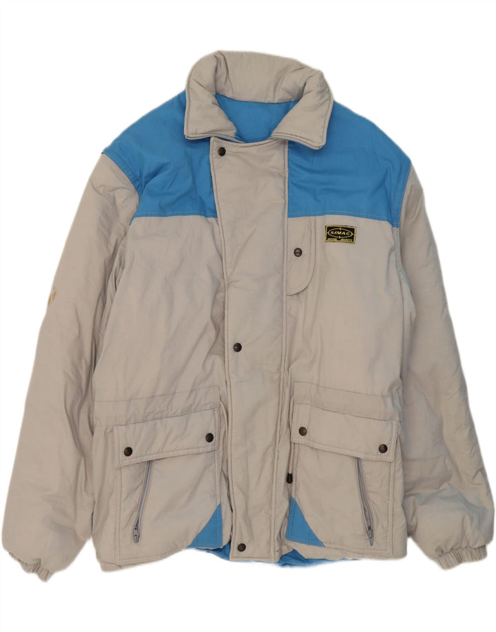 VINTAGE Mens Padded Jacket UK 44 2XL Grey Colourblock Polyester