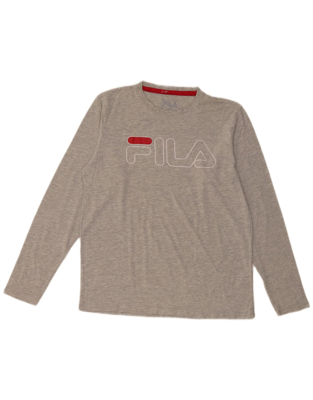 FILA Mens Graphic Top Long Sleeve Medium Grey Cotton