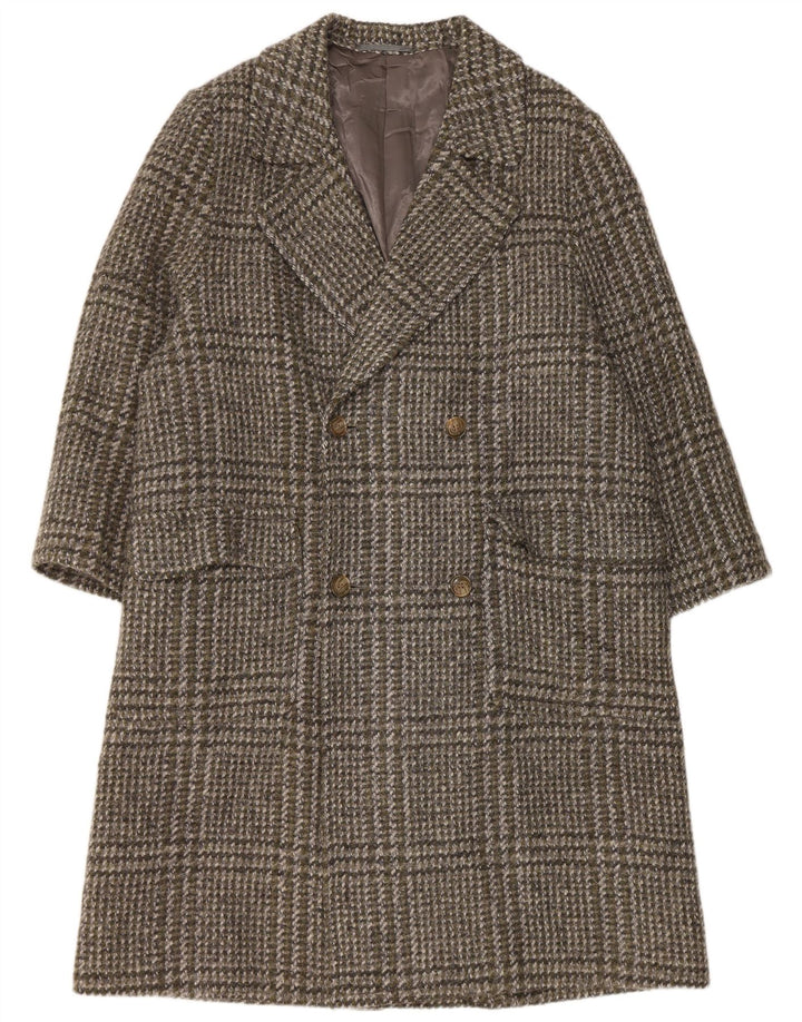 Marzotto Mens Principe Double Breasted Coat Large Grey Check Wool