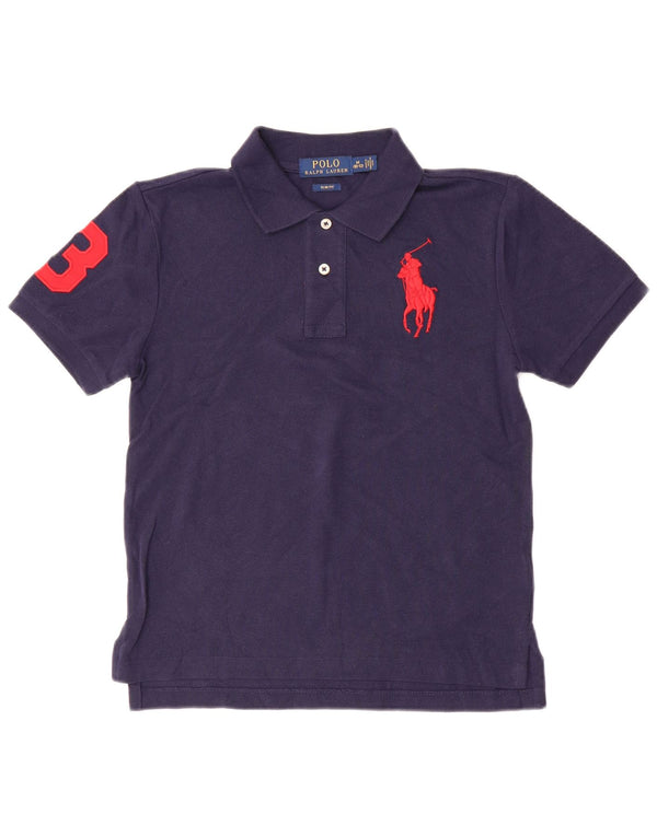 POLO RALPH LAUREN Boys Slim Fit Polo Shirt 10-11 Years Medium Navy Blue