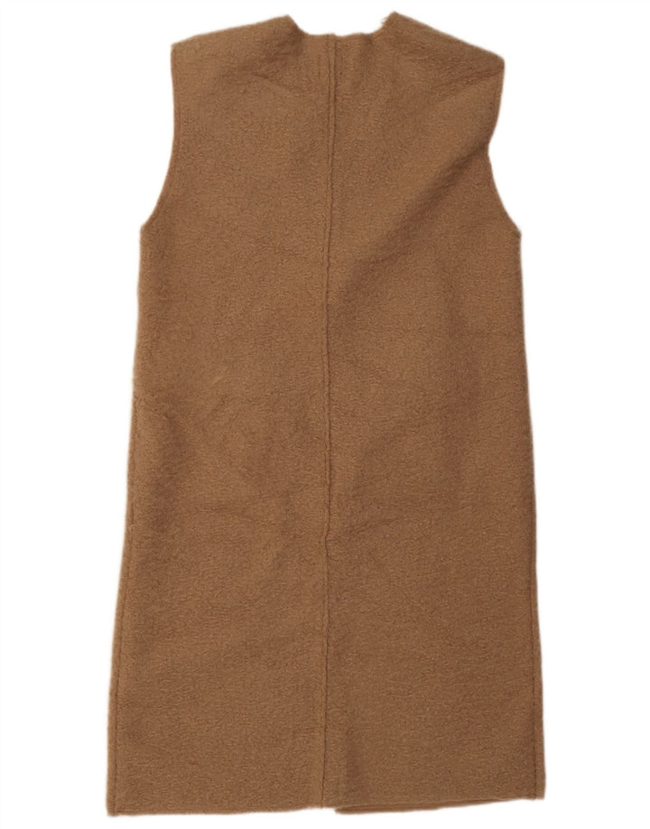 Zara Womens Longline Open Gilet UK 14 Medium Beige Polyester