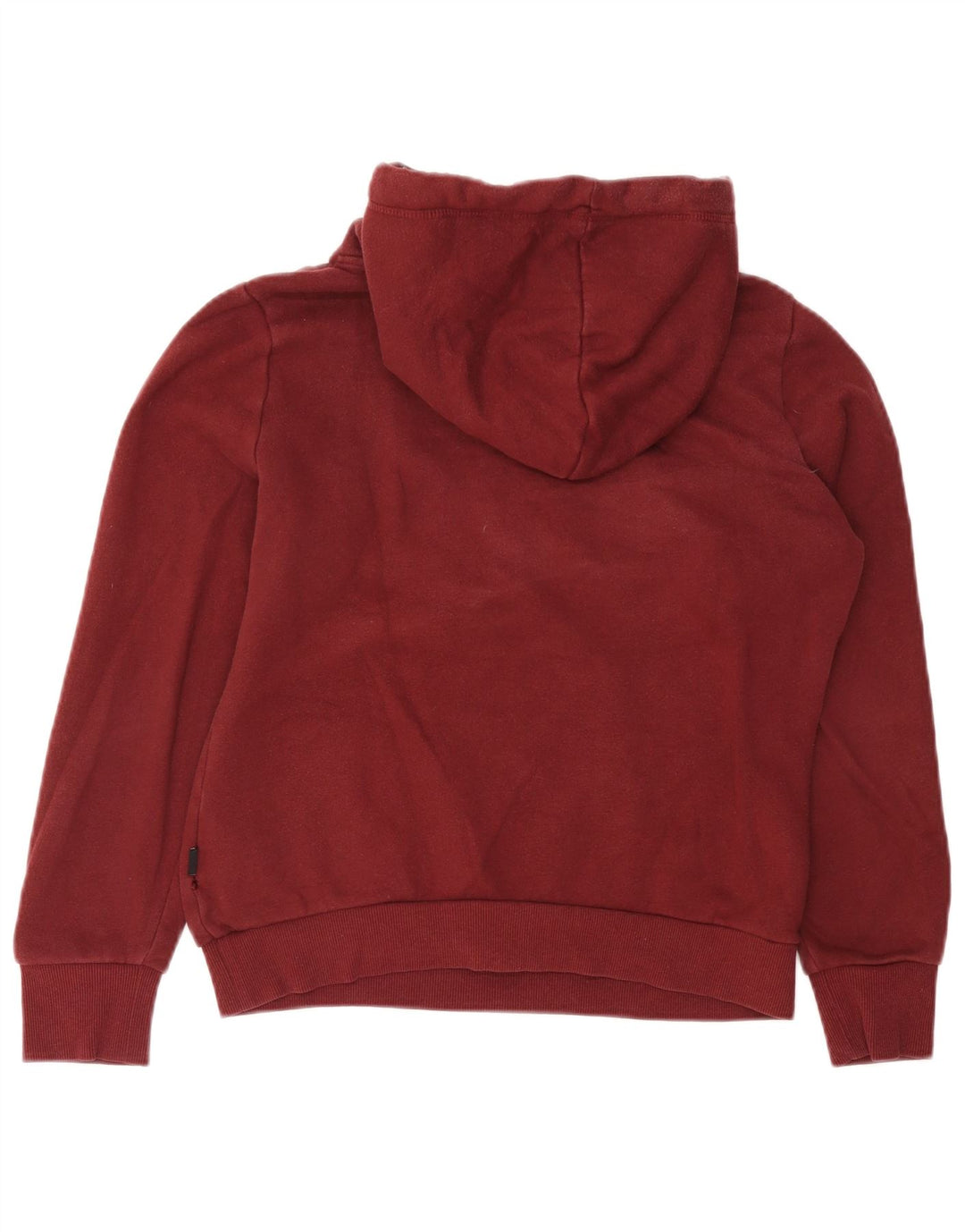 Superdry Womens Graphic Crop Hoodie Jumper UK 12 Medium Burgundy Cotton