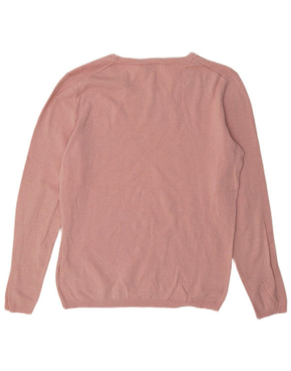 Tommy Hilfiger Womens Boat Neck Jumper Sweater UK 14 Medium Pink Cotton