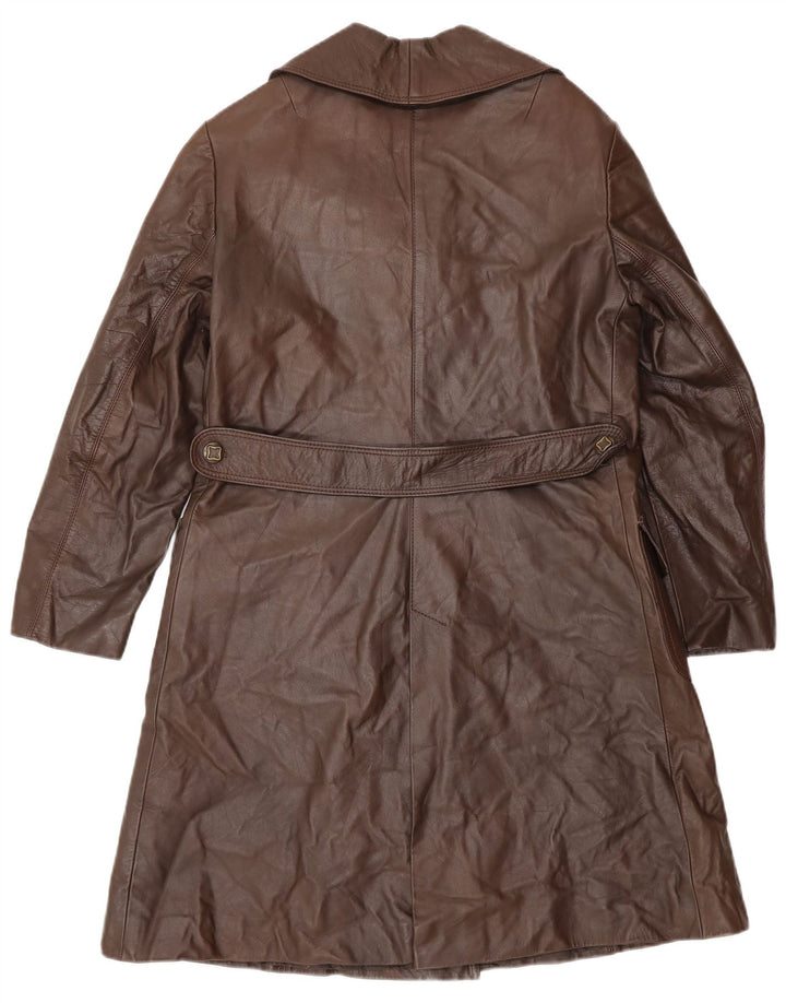 Vintage Womens Leather Coat UK 14 Medium Brown