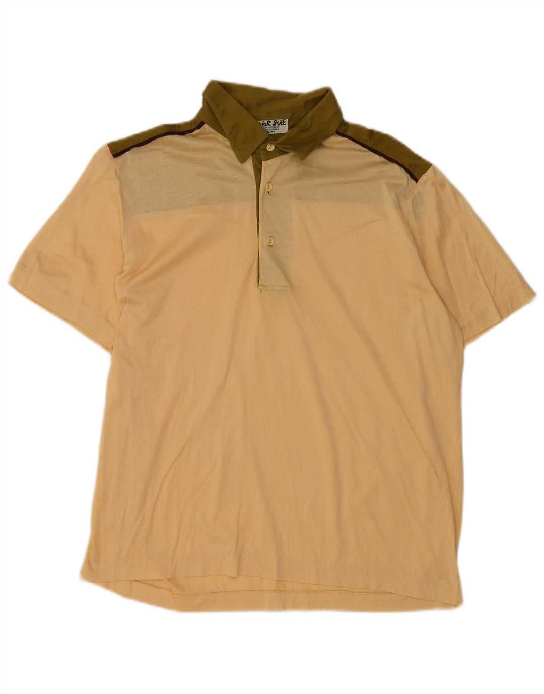 Vintage Mens Polo Shirt IT 50 Medium Beige Colourblock