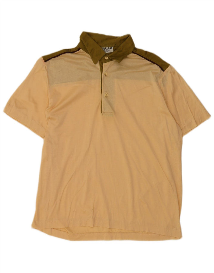 Vintage Mens Polo Shirt IT 50 Medium Beige Colourblock
