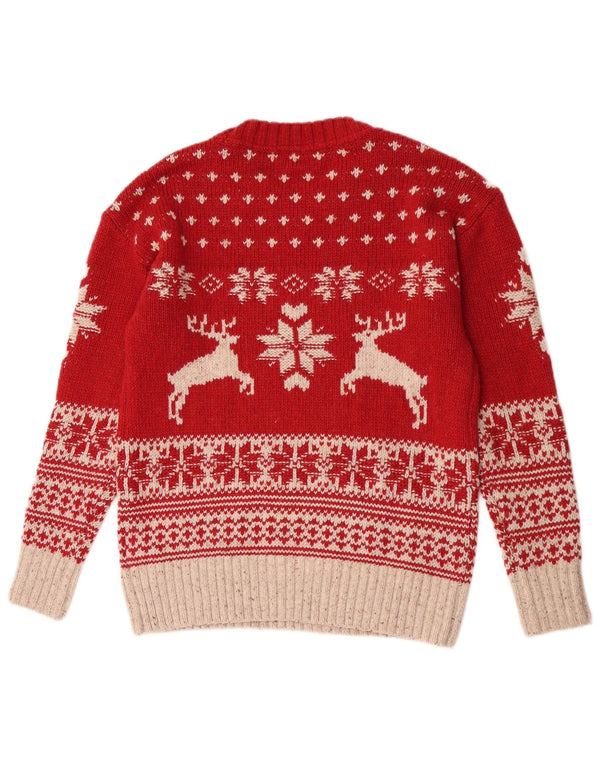 Fat Face Womens Crew Neck Jumper Sweater UK 10 Small Red Christmas