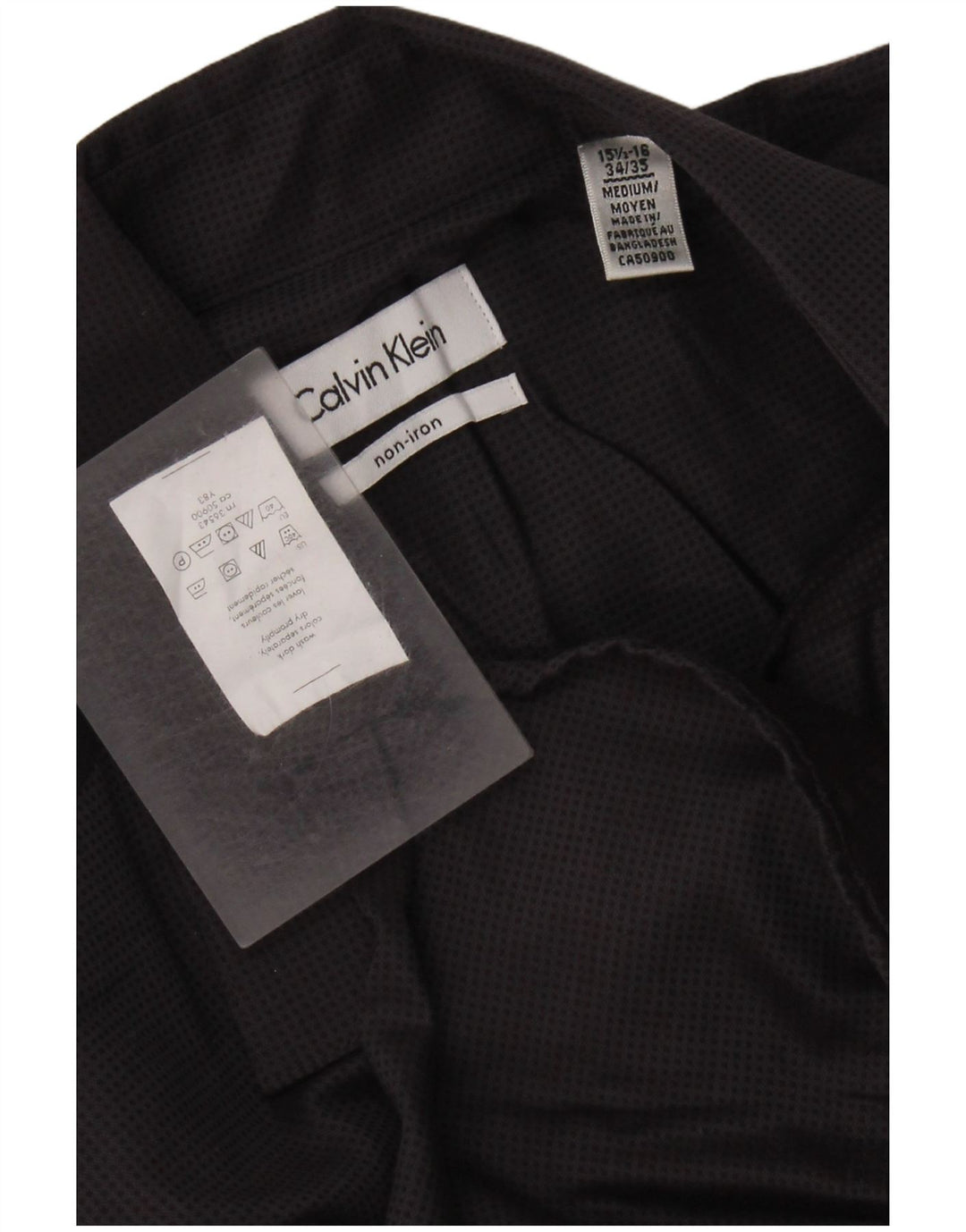 CALVIN KLEIN Mens Shirt Size 15 1/2 16 Medium Grey Spotted Cotton