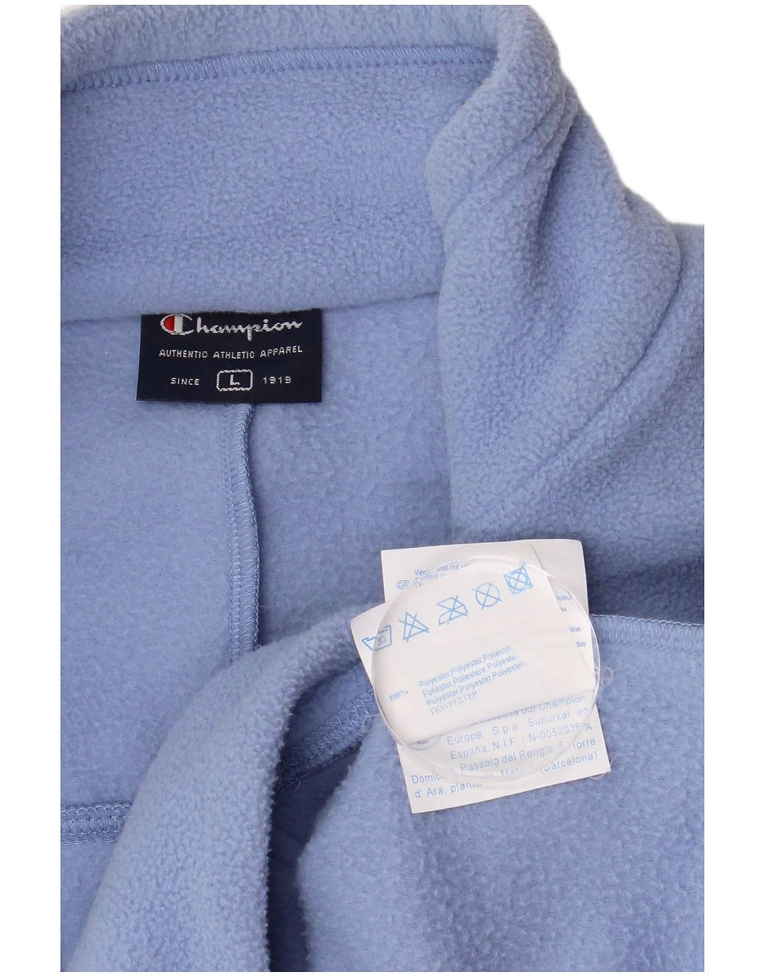 Champion Mens Zip Neck Fleece Jumper Large Blue Polyester