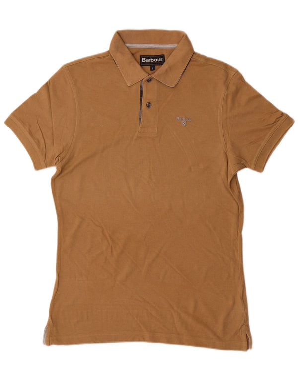 BARBOUR Mens Polo Shirt Small Beige Cotton