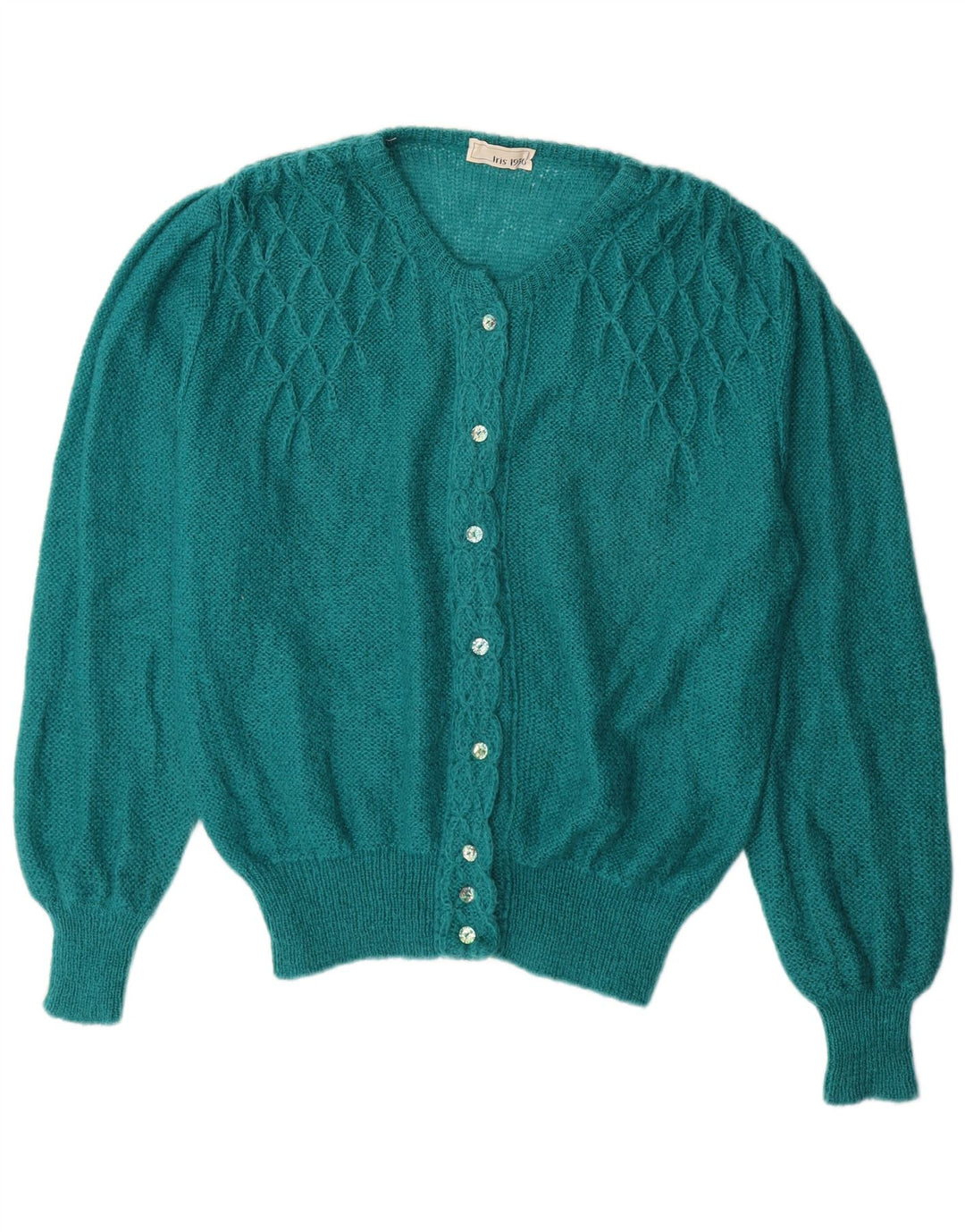 VINTAGE Womens Cardigan Sweater UK 14 Large Green Mohair