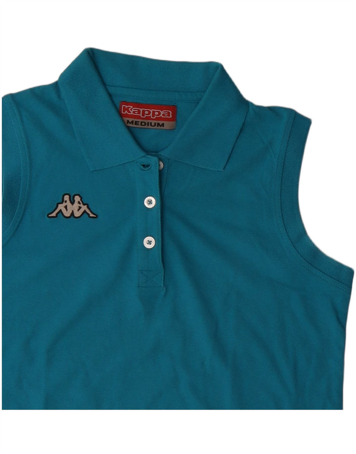 Kappa Womens Sleeveless Polo Shirt UK 12 Medium Blue Cotton