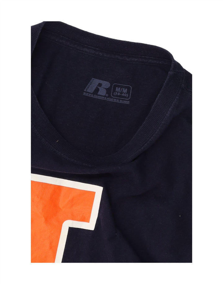 RUSSELL ATHLETIC Mens Graphic T-Shirt Top Medium Navy Blue Vintage Russell Athletic and Second-Hand Russell Athletic from Messina Hembry 