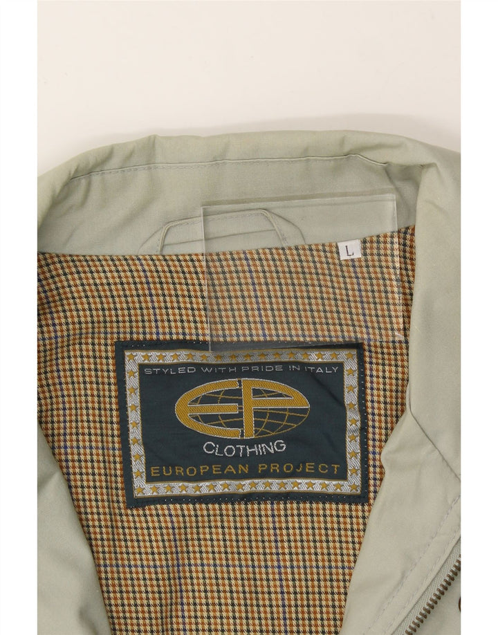 VINTAGE Mens Bomber Jacket UK 40 Large Grey Cotton Vintage Vintage and Second-Hand Vintage from Messina Hembry 