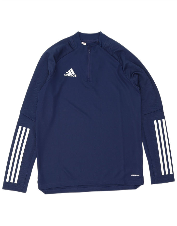 ADIDAS Boys Aeroready Pullover Tracksuit Top 13-14 Years Navy Blue