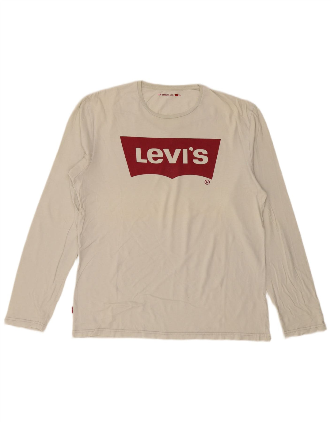 LEVI'S Mens Graphic Top Long Sleeve Large White Cotton