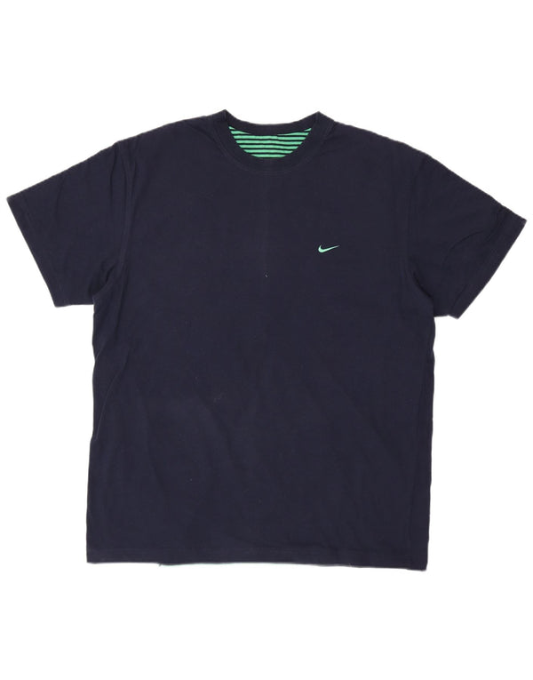 NIKE Mens T-Shirt Top Large Navy Blue Cotton