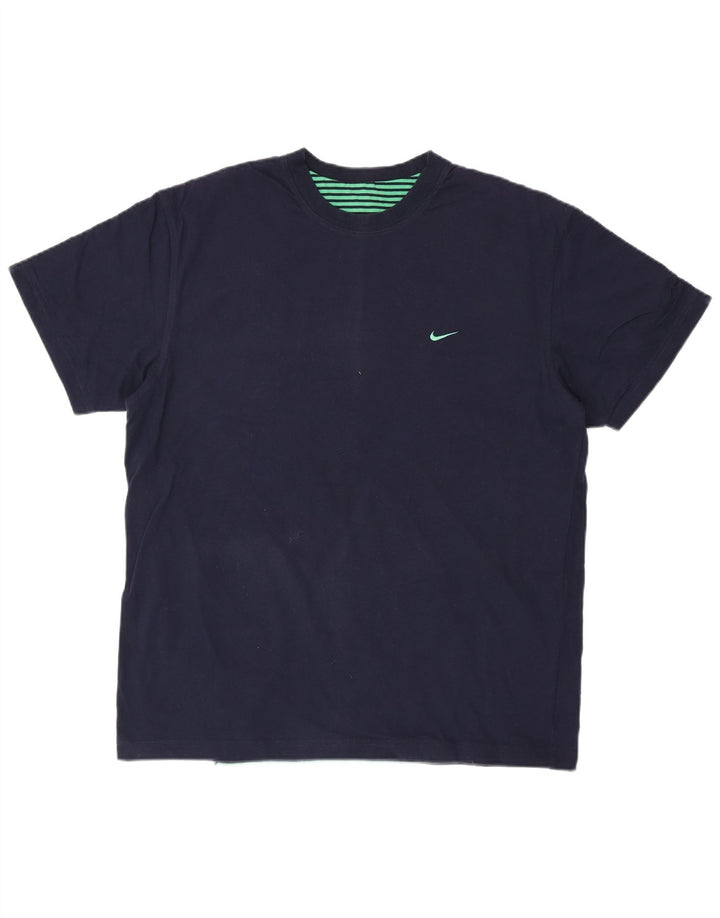 NIKE Mens T-Shirt Top Large Navy Blue Cotton