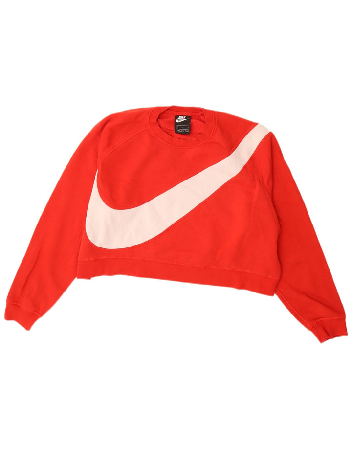 NIKE Womens Oversized Crop Graphic Sweatshirt Jumper UK 16 Large Red