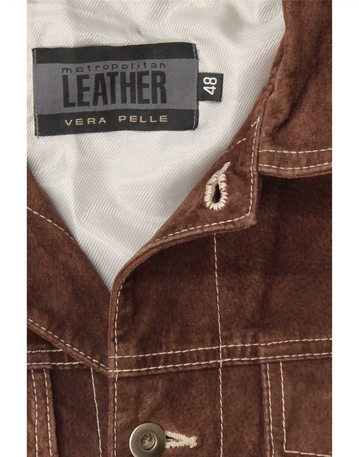 Metropolitan Mens Bomber Suede Jacket IT 48 Medium Brown Leather