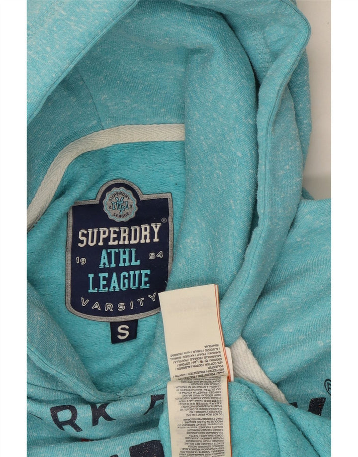 SUPERDRY Womens London Graphic Hoodie Jumper UK 10 Small Blue Flecked