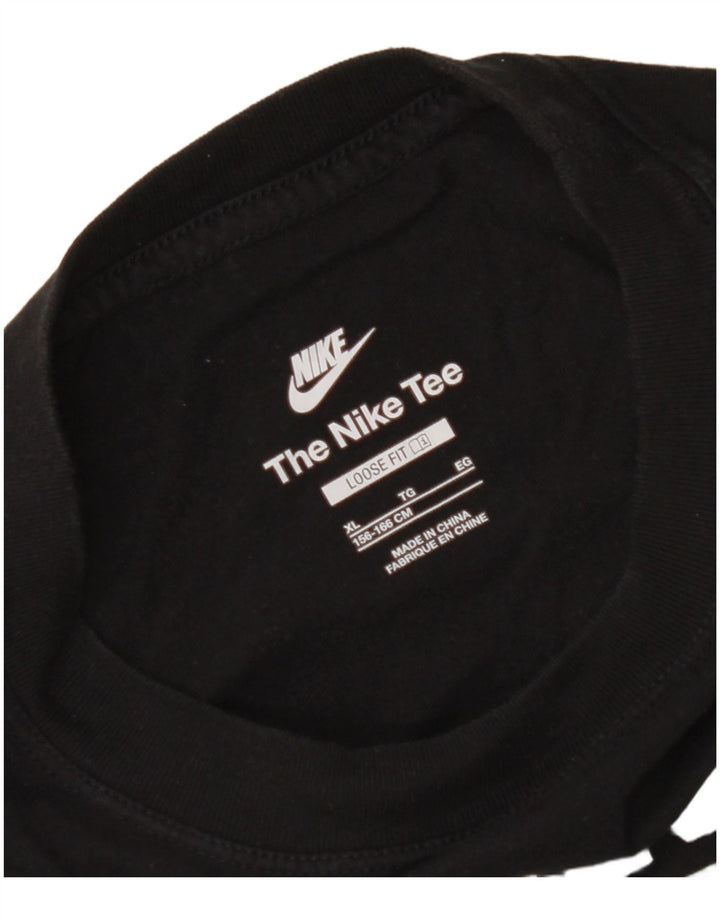 NIKE Girls Loose Fit Crop Graphic T-Shirt Top 13-14 Years XL Black