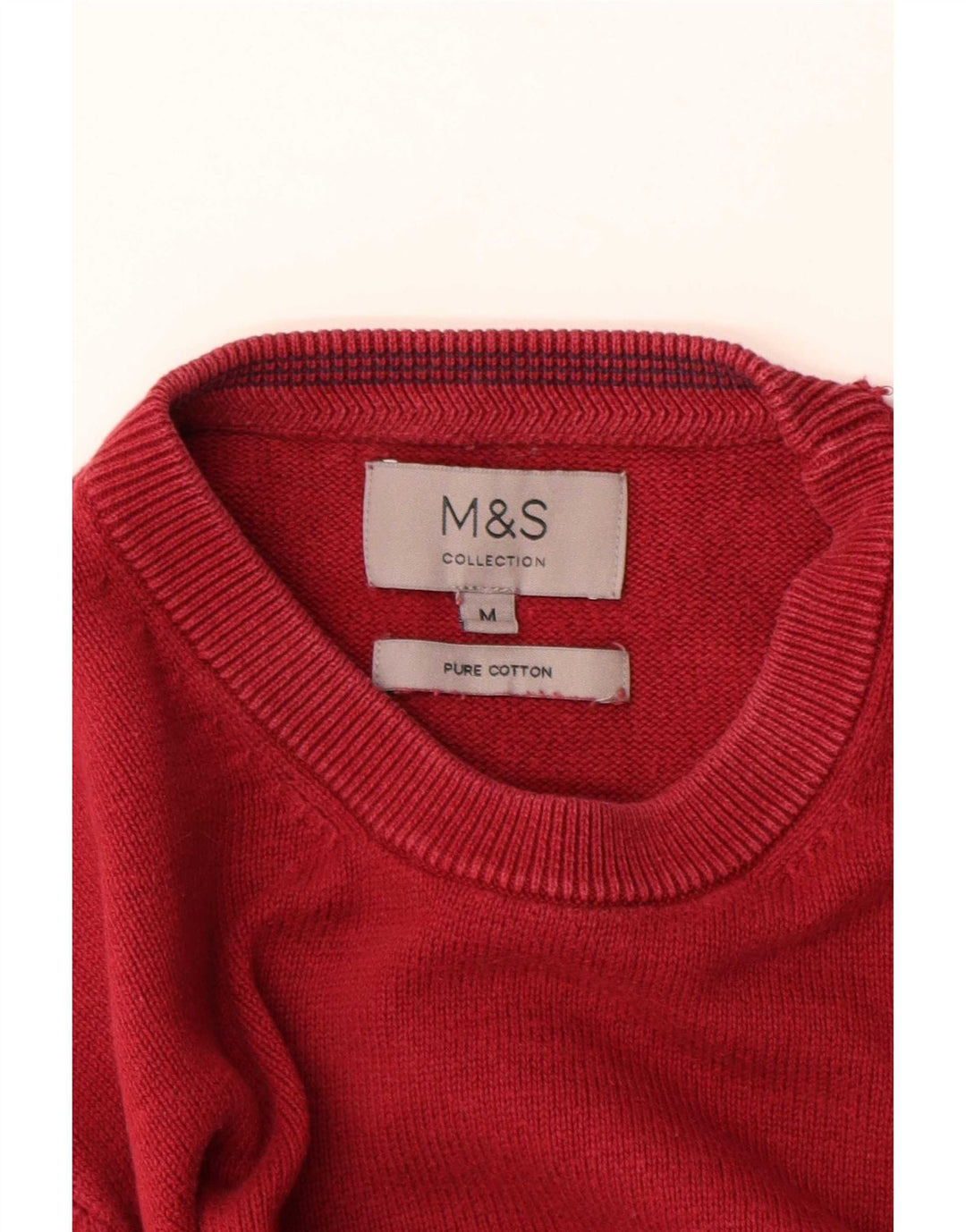 Marks & Spencer Mens Crew Neck Jumper Sweater Medium Red Cotton
