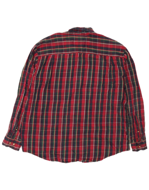 EDDIE BAUER Mens Flannel Shirt Large Red Check Cotton