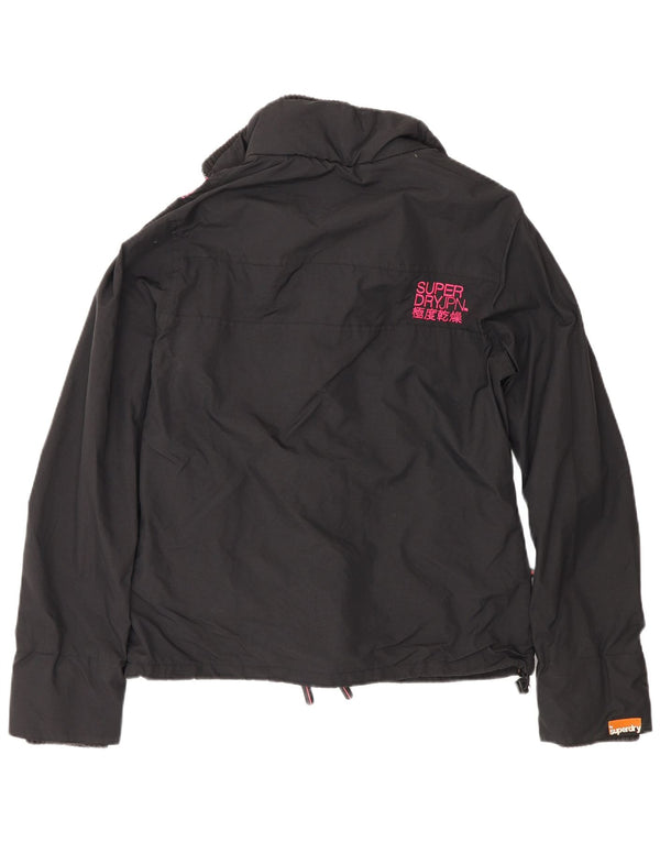 Superdry Womens Regular Fit Windbreaker Jacket UK 16 Large Black Nylon