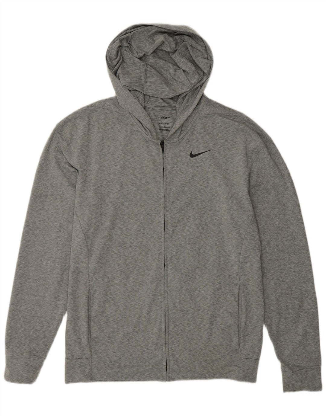 NIKE Mens Dri Fit Zip Hoodie Sweater Small Grey Flecked Polyester