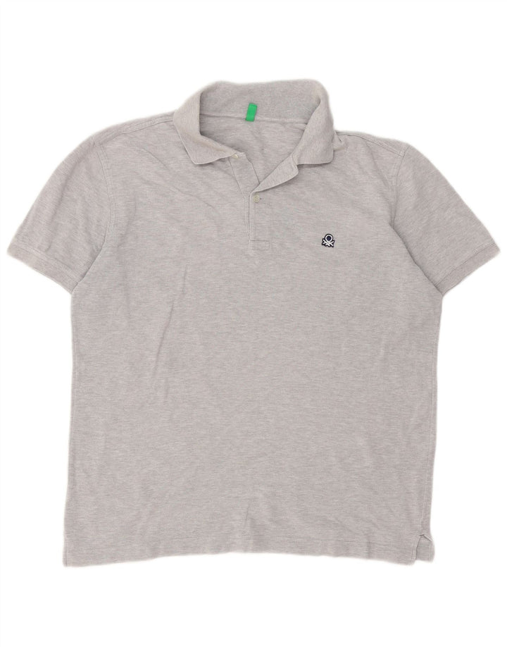 Benetton Mens Polo Shirt Medium Grey Flecked
