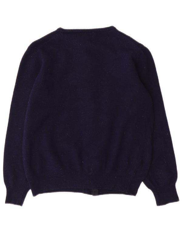 BENETTON Girls Cardigan Sweater 15-16 Years Small Navy Blue Wool
