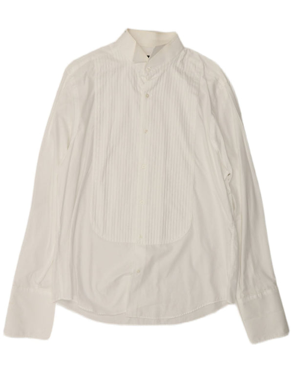 PIERRE CARDIN Mens Formal Shirt Size 16 Large White Pinstripe Cotton