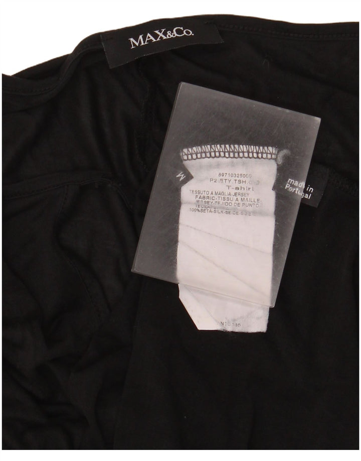 Max & Co. Womens Top 3/4 Sleeve UK 14 Medium Black Silk