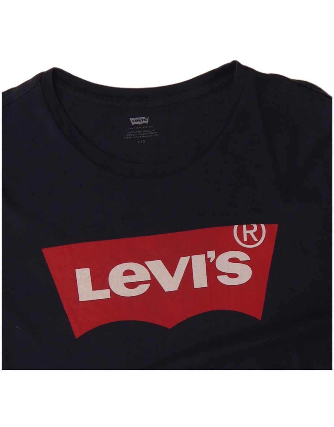 LEVI'S Mens Graphic T-Shirt Top Large Navy Blue Cotton